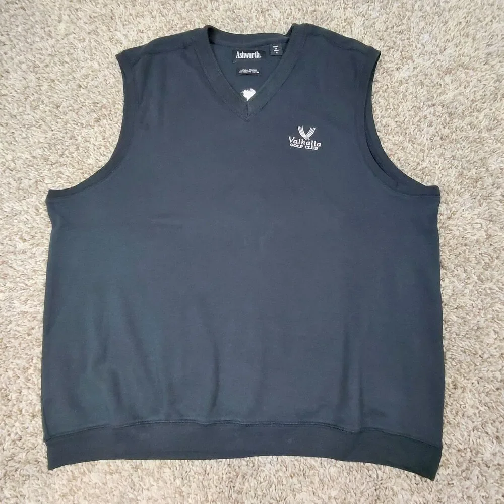 Valhalla Golf Club Sweater Vest Mens Medium Black Ashworth Cotton Louisville KY
